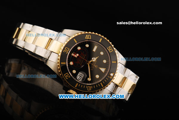 Rolex Submariner Automatic Movement Black Dial with Ceramic Bezel and Two Tone Strap - Click Image to Close